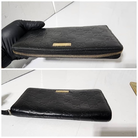 Authentic GUCCI Leather Guccissima Long Zippy Wallet Black - Picture 5 of 11